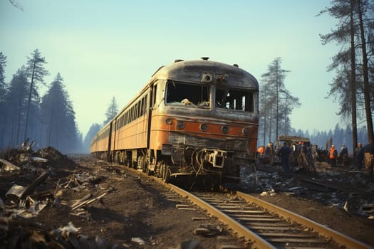 an old and abandoned rusty train, a train that needs insulation. A missile strike attack on the civilian population during the war.
