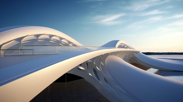Abstract architecture design influenced by nature and soft forms. Generated AI