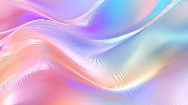 Abstract holographic waves on the iridescent background. Generated AI