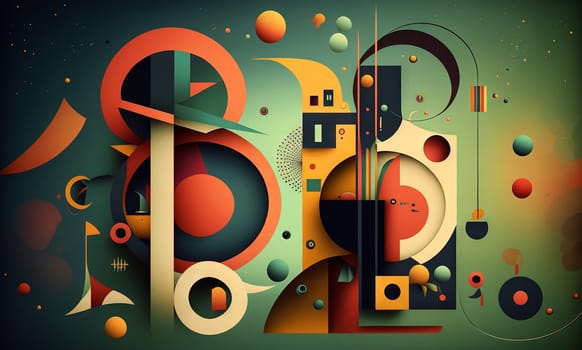 Abstract shapes retro composition in 20s avantrgarde or futurism style. Retro background with surreal mindbending figures. Generated AI