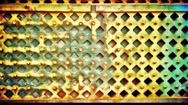 Abstract metallic grid background. Rusty industrial grid texture. Generated AI