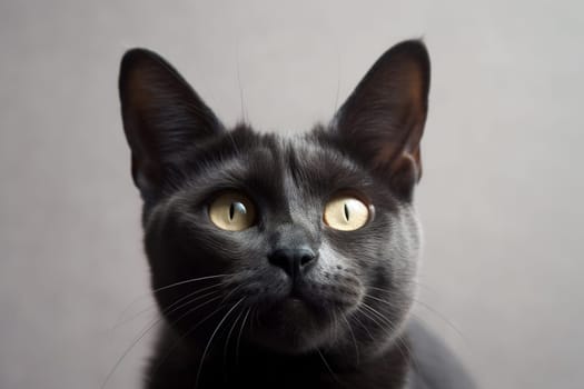 Portrait of the cute cat staring. Beautiful kitten looking deep. Generated AI