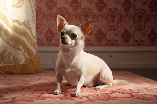 Tiny dog portrait. Cute fluffy puppy with big eyes. Generated AI