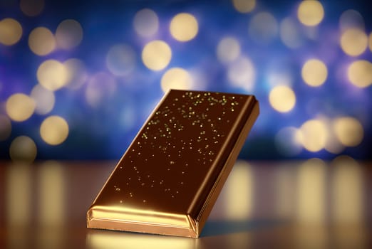 Chocolate bar on the table with the lights