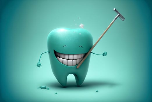 Funny Dentist Day poster with retro styled tooth and vintage equipment. Generated AI