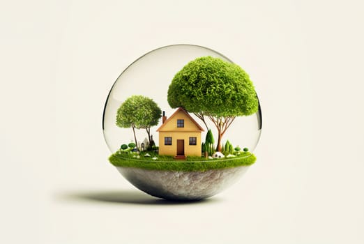 Ecological sustainability concept with stylized Earth as our home. Generated AI