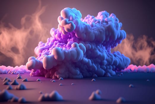 Abstract sweet foam clouds with splashing forms and drops. Colorful foam cloud ro sweet cotton background. Generated AI