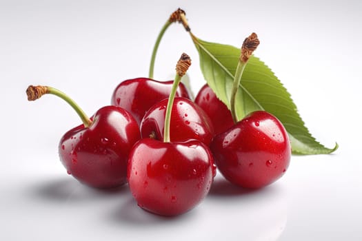 Cherry on background. Juicy red cherry, fresh and sweet. Generated AI