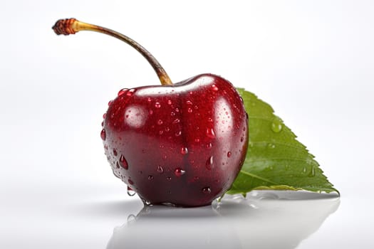 Cherry on background. Juicy red cherry, fresh and sweet. Generated AI