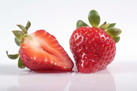 Strawberry on background. Juicy red berry, fresh and sweet. Generated AI