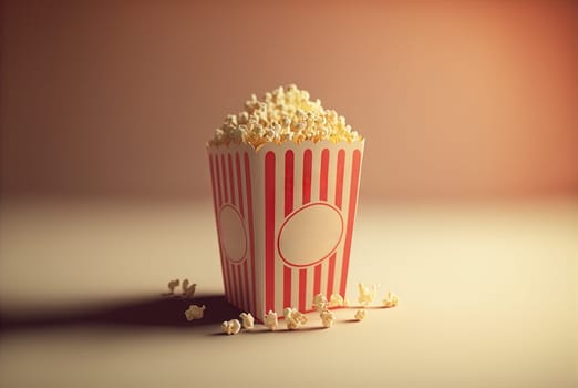 A box of popcorn. Movie theater themed popcorb package. Generative AI