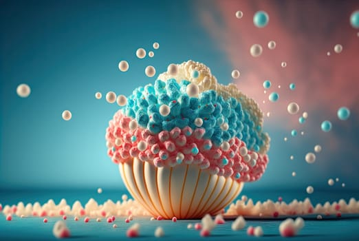 A box of popcorn. Movie theater themed popcorn package. Generative AI