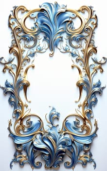 Golden ornamental frame in royal or empire style. Retro golden frame with vintage ornament. Generative AI