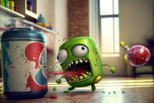 Monster can. Alluminium can with paint as a cute character. Generated AI