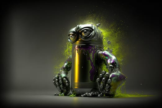 Monster can. Alluminium can with paint as a cute character. Generated AI
