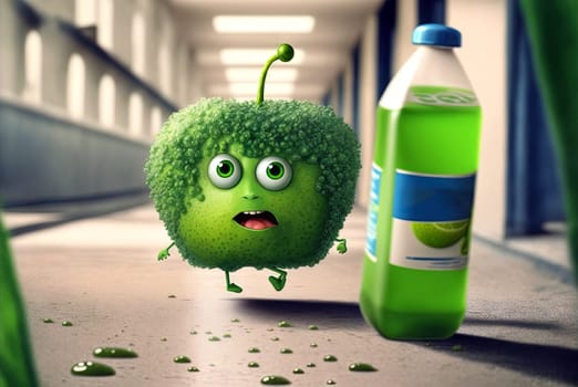 Funny exotic fruit monster. Cute juicy character with expressing freshness and fun. Generated AI