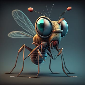 Tiny insect monster. Abstract flying creature or funny bug with cute face. Generated AI