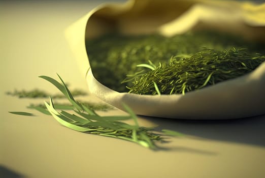 Seaweed on marine landscape. Wet grass on the coast with ocean or sea around. Generated AI