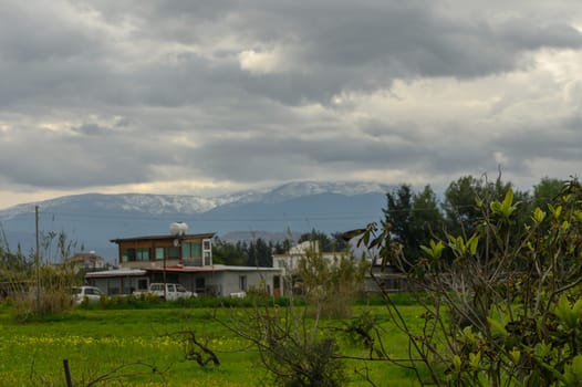 Mediterranean style house in a village in winter in Cyprus