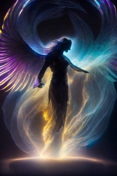 A person with wings stands confidently in front of a bright light, showcasing their unique ability.