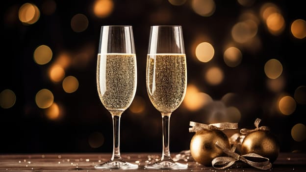 champagne glasses for celebration and party, ai