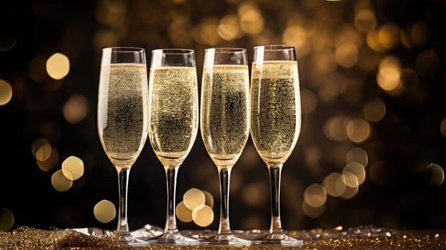 champagne glasses for celebration and party, ai