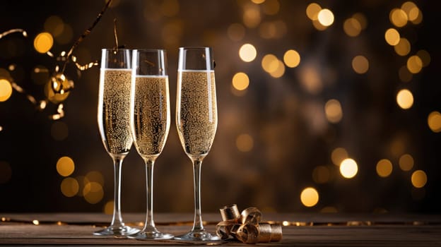 champagne glasses for celebration and party, ai