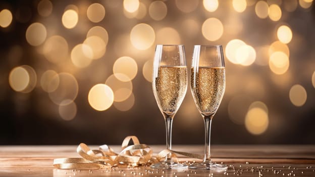 champagne glasses for celebration and party, ai