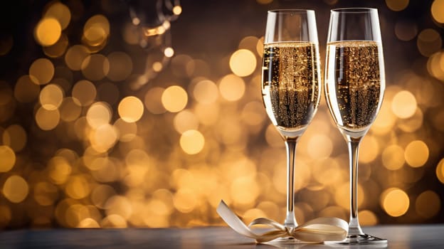 champagne glasses for celebration and party, ai