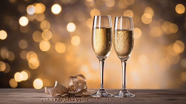 champagne glasses for celebration and party, ai