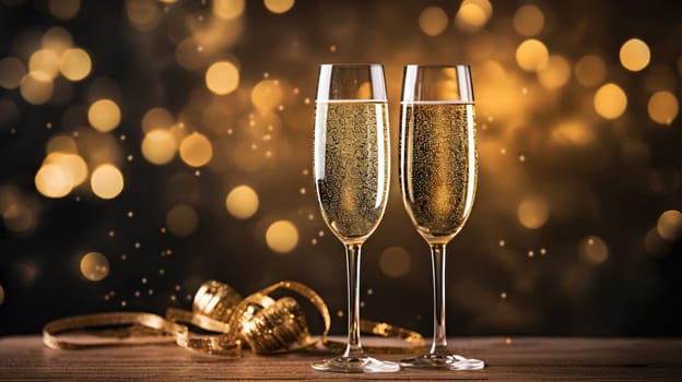 champagne glasses for celebration and party, ai