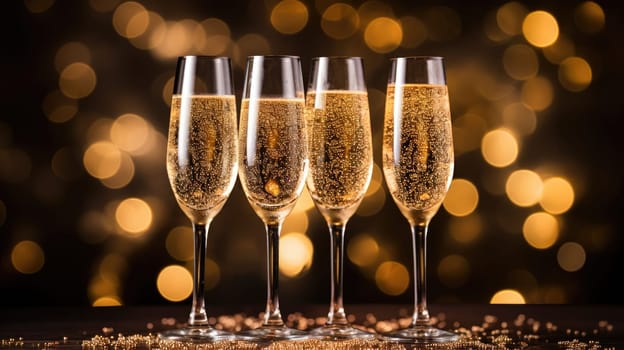 champagne glasses for celebration and party, ai