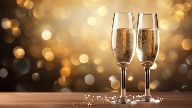 champagne glasses for celebration and party, ai