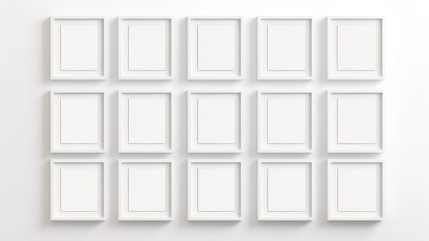 wood photo art frame set on white wall, ai