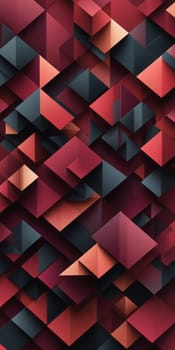 A gradient wallpaper with Cubist shapes using maroon and black colors. Generative AI.