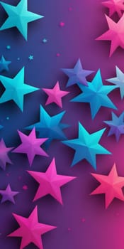 A gradient wallpaper with Star shapes using fuchsia and mediumslateblue colors. Generative AI.