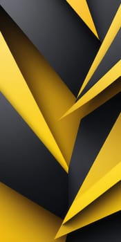 A gradient wallpaper with Layered shapes using yellow and black colors. Generative AI.
