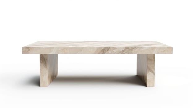 Empty marble stone table isolated on white. Generative AI.