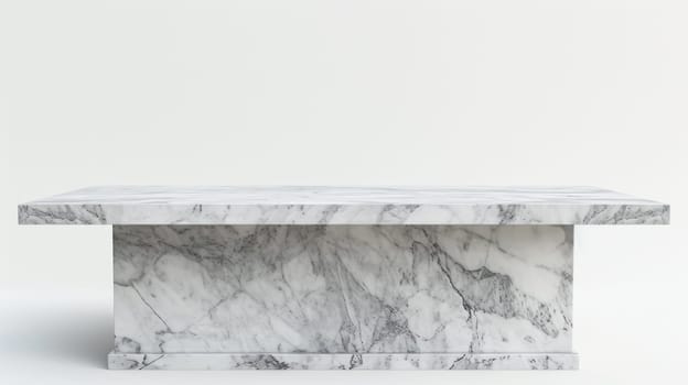 Empty marble stone table isolated on white. Generative AI.