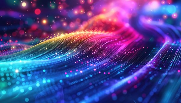 Speed lights twisted in a digital cyber technology pattern. Generative AI.
