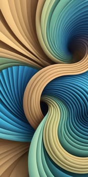 A gradient wallpaper with Spiraloid shapes using blue and khaki colors. Generative AI.