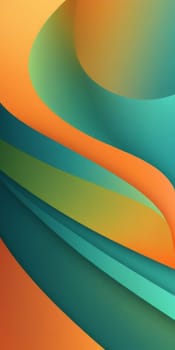 A gradient wallpaper with Helical shapes using orange and mediumseagreen colors. Generative AI.