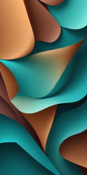 A gradient wallpaper with Irregular shapes using teal and saddlebrown colors. Generative AI.