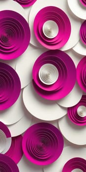 A gradient wallpaper with Rosette shapes using white and darkmagenta colors. Generative AI.
