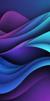 A gradient wallpaper with Waved shapes using blue and darkviolet colors. Generative AI.