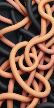 A gradient wallpaper with Knotted shapes using black and peachpuff colors. Generative AI.