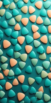 A gradient wallpaper with Plectrum shapes using teal and blanchedalmond colors. Generative AI.