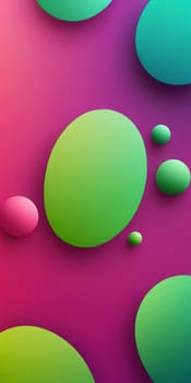 A gradient wallpaper with Organic shapes using fuchsia and palegreen colors. Generative AI.