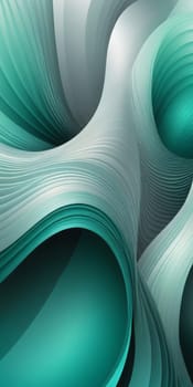 A gradient wallpaper with Twisted shapes using silver and mediumseagreen colors. Generative AI.