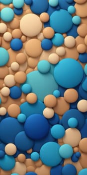 A gradient wallpaper with Pebbled shapes using blue and tan colors. Generative AI.